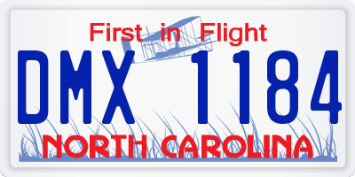 NC license plate DMX1184