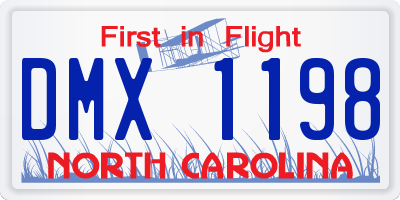 NC license plate DMX1198