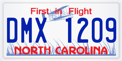 NC license plate DMX1209