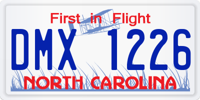 NC license plate DMX1226