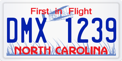 NC license plate DMX1239