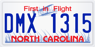 NC license plate DMX1315