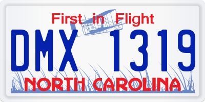 NC license plate DMX1319