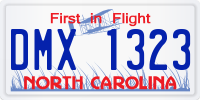 NC license plate DMX1323