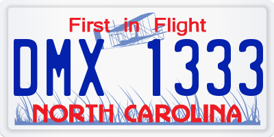 NC license plate DMX1333