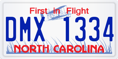 NC license plate DMX1334