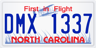 NC license plate DMX1337
