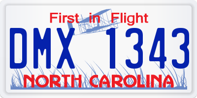 NC license plate DMX1343