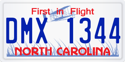 NC license plate DMX1344