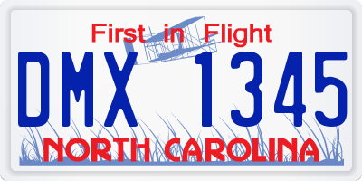 NC license plate DMX1345