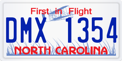 NC license plate DMX1354