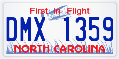 NC license plate DMX1359