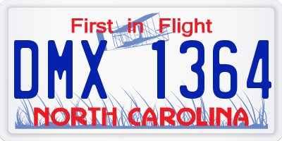 NC license plate DMX1364