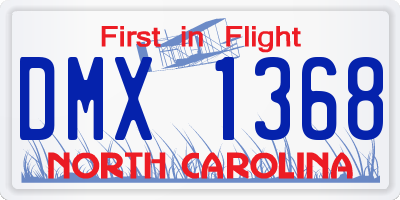 NC license plate DMX1368