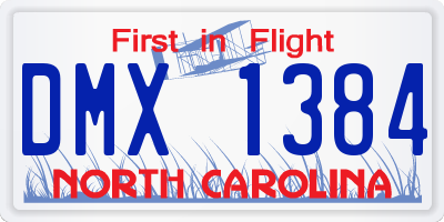 NC license plate DMX1384