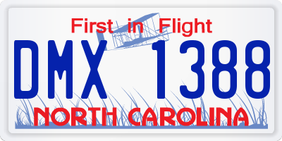 NC license plate DMX1388