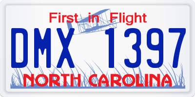 NC license plate DMX1397