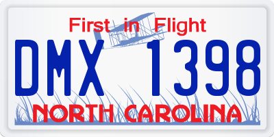NC license plate DMX1398