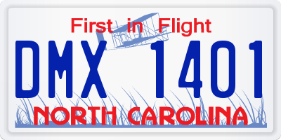 NC license plate DMX1401
