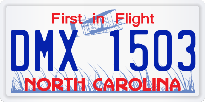 NC license plate DMX1503