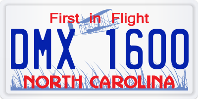 NC license plate DMX1600