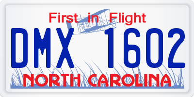 NC license plate DMX1602