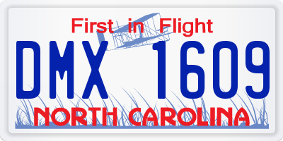 NC license plate DMX1609
