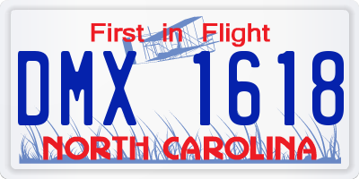 NC license plate DMX1618