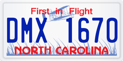 NC license plate DMX1670