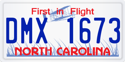 NC license plate DMX1673