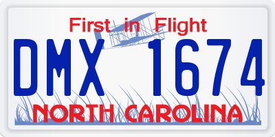 NC license plate DMX1674
