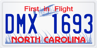NC license plate DMX1693