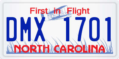 NC license plate DMX1701