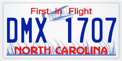 NC license plate DMX1707