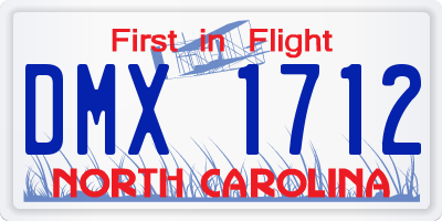 NC license plate DMX1712
