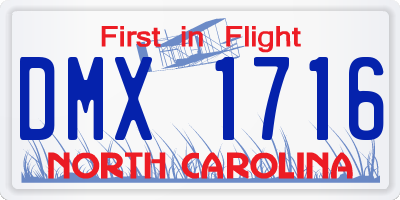 NC license plate DMX1716
