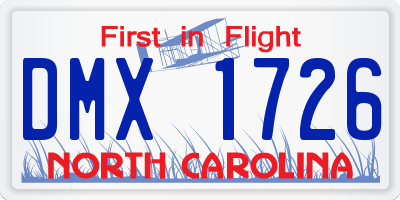 NC license plate DMX1726