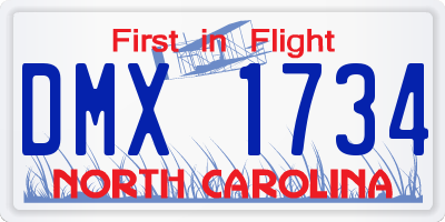 NC license plate DMX1734