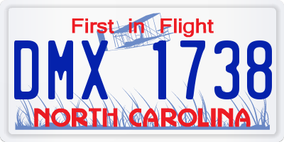 NC license plate DMX1738