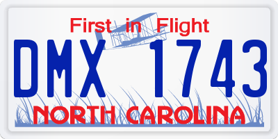 NC license plate DMX1743