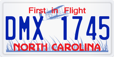 NC license plate DMX1745