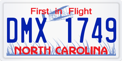 NC license plate DMX1749