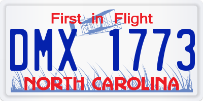 NC license plate DMX1773