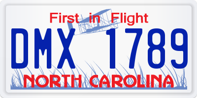 NC license plate DMX1789
