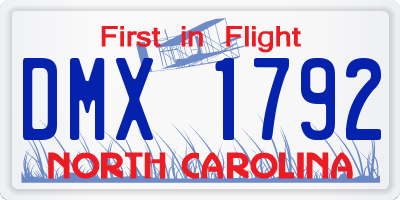 NC license plate DMX1792