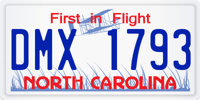 NC license plate DMX1793