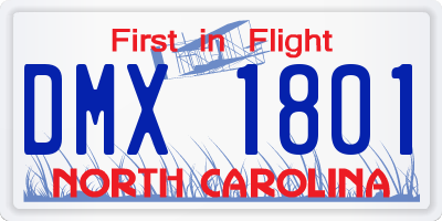 NC license plate DMX1801
