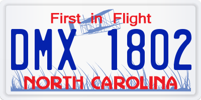 NC license plate DMX1802