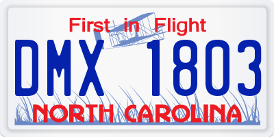 NC license plate DMX1803