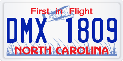 NC license plate DMX1809